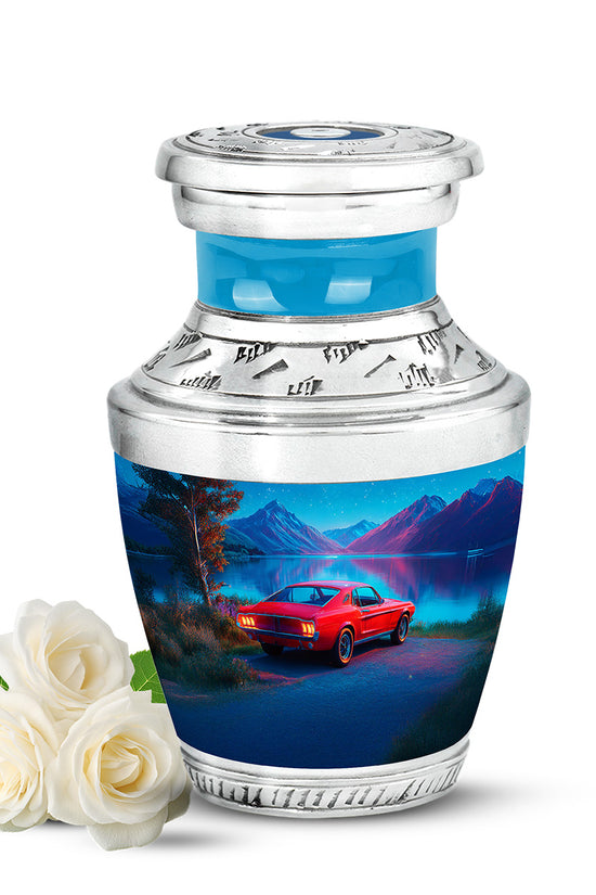 Personalized Blue Revered Car Cremation Urns for Human Ashes - 10-inch, 200 cu in - Karyliz