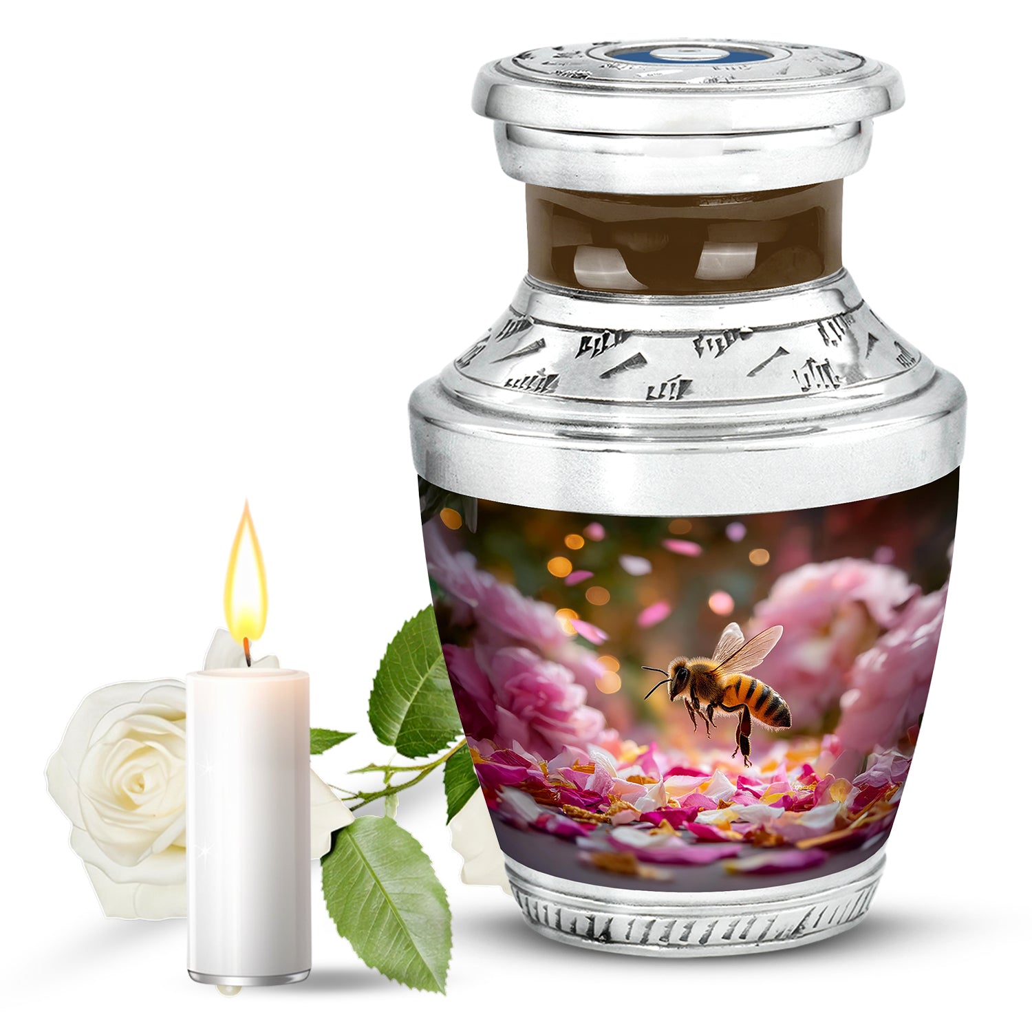 Gold Exquisite Bee Memorial Urn for Ashes - 10-inch, 200 cu in - Karyliz