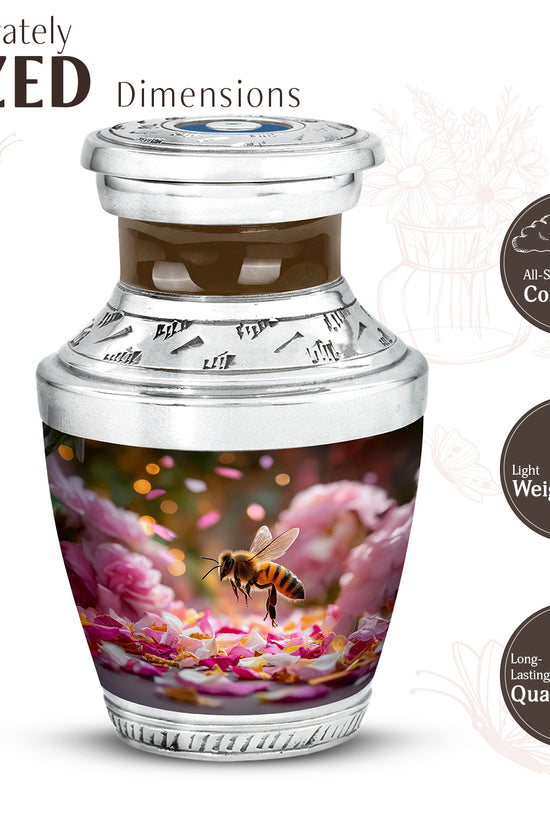 Gilded Gold Bee Cremation Urn top-down view of secure threaded lid - contemporary bee design with modern artistic flair - mini keepsake memorial for portion of cremation ashes