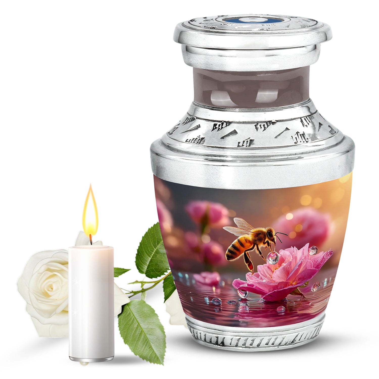 Gold Sacred Bee Cremation Urns for Human Ashes - 10-inch, 200 cu in - Karyliz