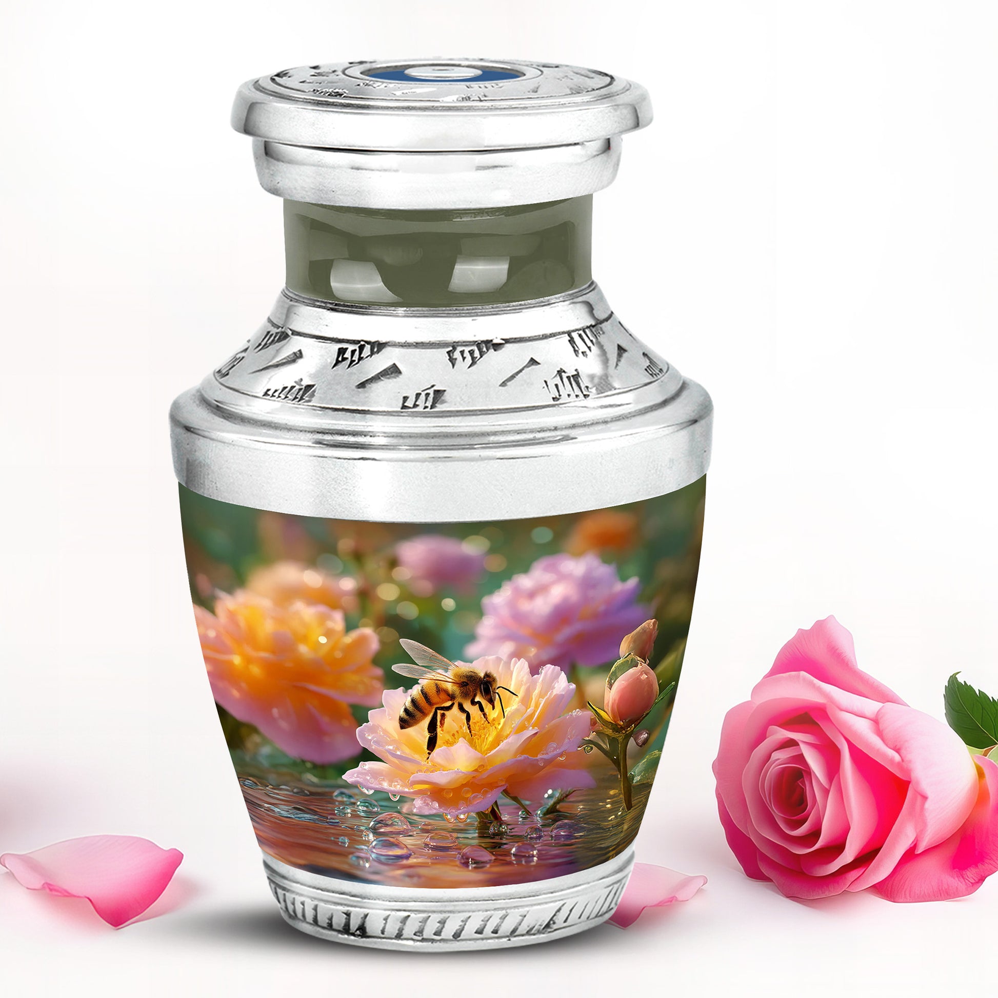 Everlasting Gold Bee Devotion Urn for Human Ashes - 10-inch, 200 cu in - Karyliz