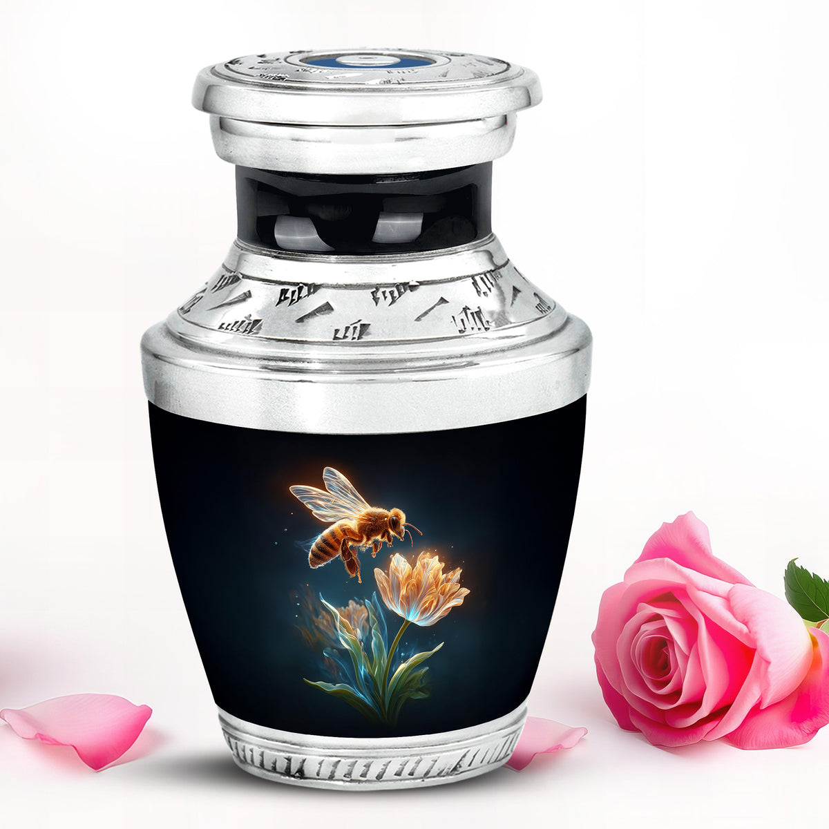 Stunning Black Bee Testament Urn for Human Ashes - 10-inch, 200 cu in - Karyliz