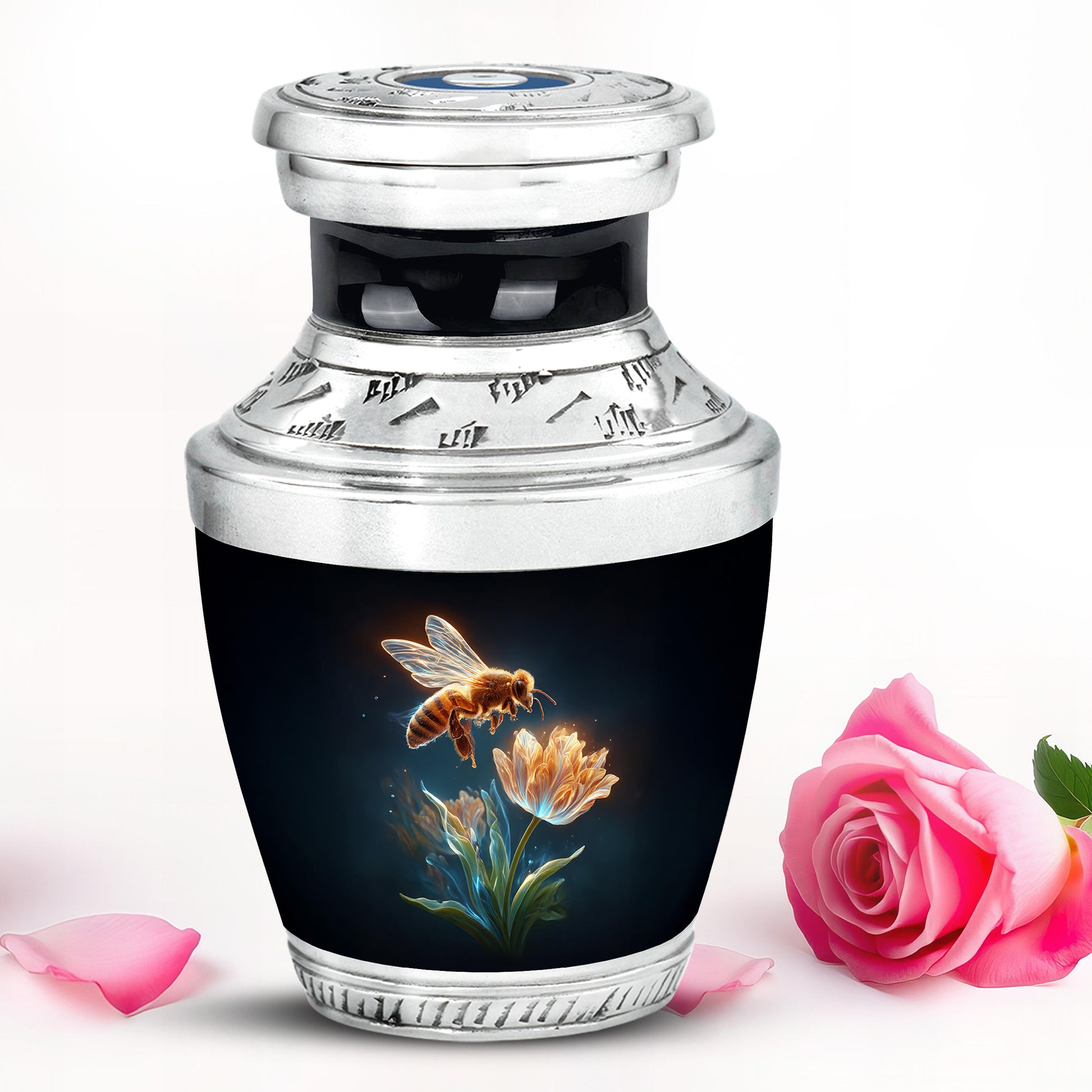 Stunning Black Bee Testament Urn for Human Ashes - 10-inch, 200 cu in - Karyliz