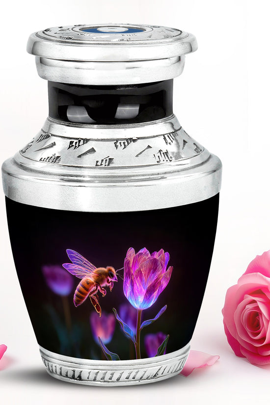 Black Comforting Bee Memorial Urn for Ashes - 10-inch, 200 cu in - Karyliz