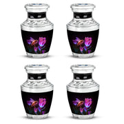 Midnight Black Bee Cremation Urn back view with polished surface - artistic bee interpretation with creative detail - 10 inch aluminum urn for cremated remains