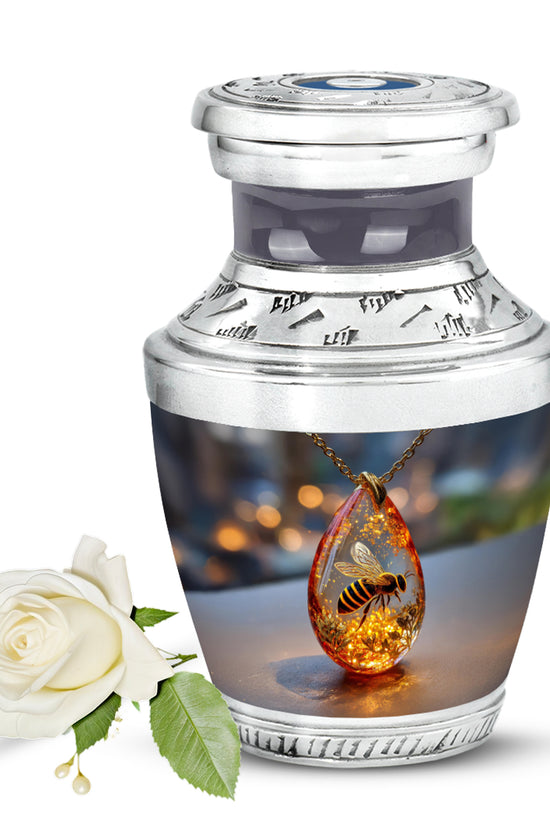 Black Resounding Bee Memorial Urn for Ashes - 10-inch, 200 cu in - Karyliz