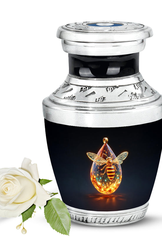 Personalized Black Steadfast Bee Cremation Urns for Human Ashes - 10-inch, 200 cu in - Karyliz