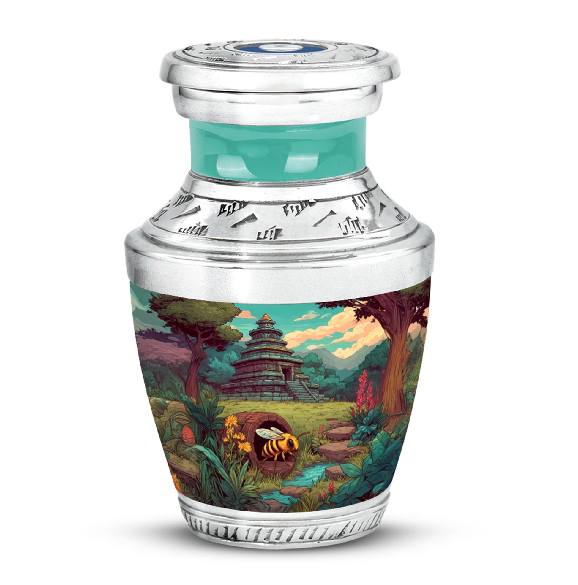 Green Bee Farewell Cremation Urns for Human Ashes - 10-inch, 200 cu in - Karyliz