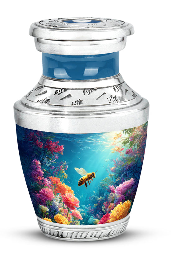Blue Treasured Bee Cremation Urns for Human Ashes - 10-inch, 200 cu in - Karyliz