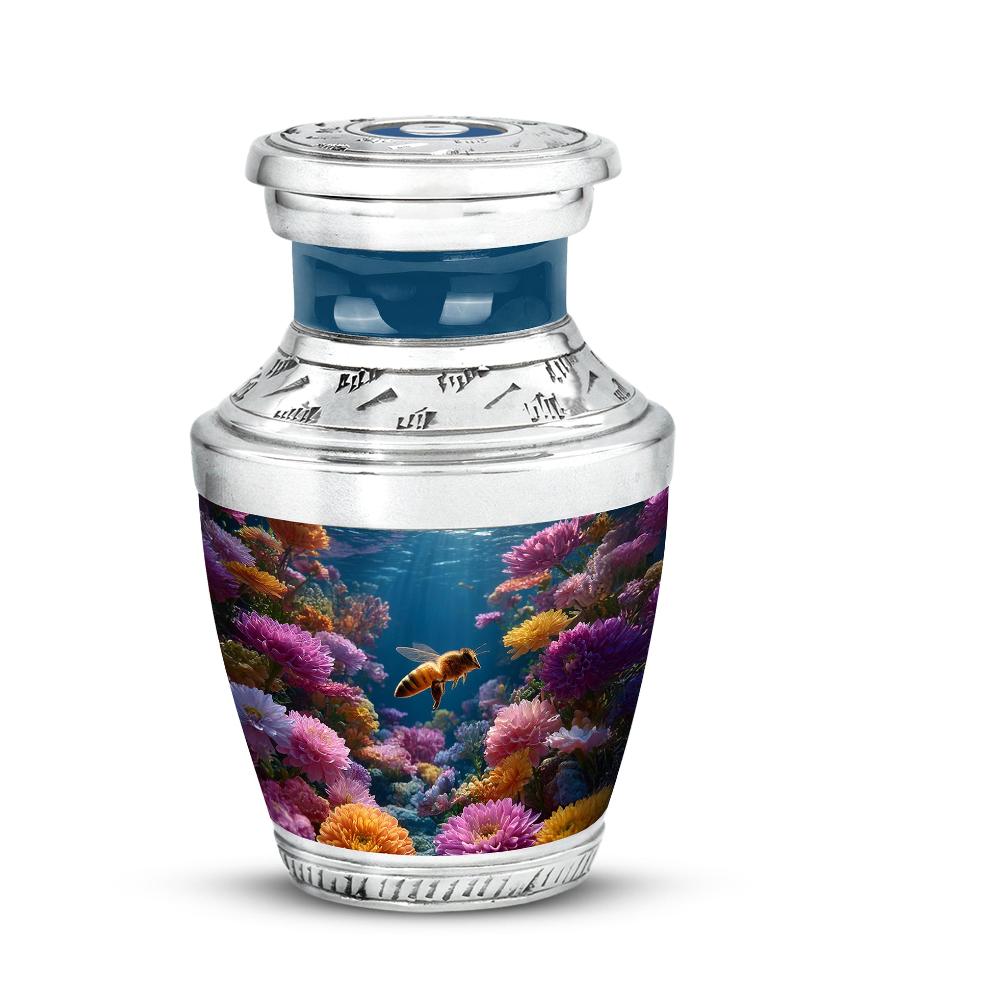 Divine Blue Bee Cremation Urn for Ashes - 10-inch, 200 cu in - Karyliz