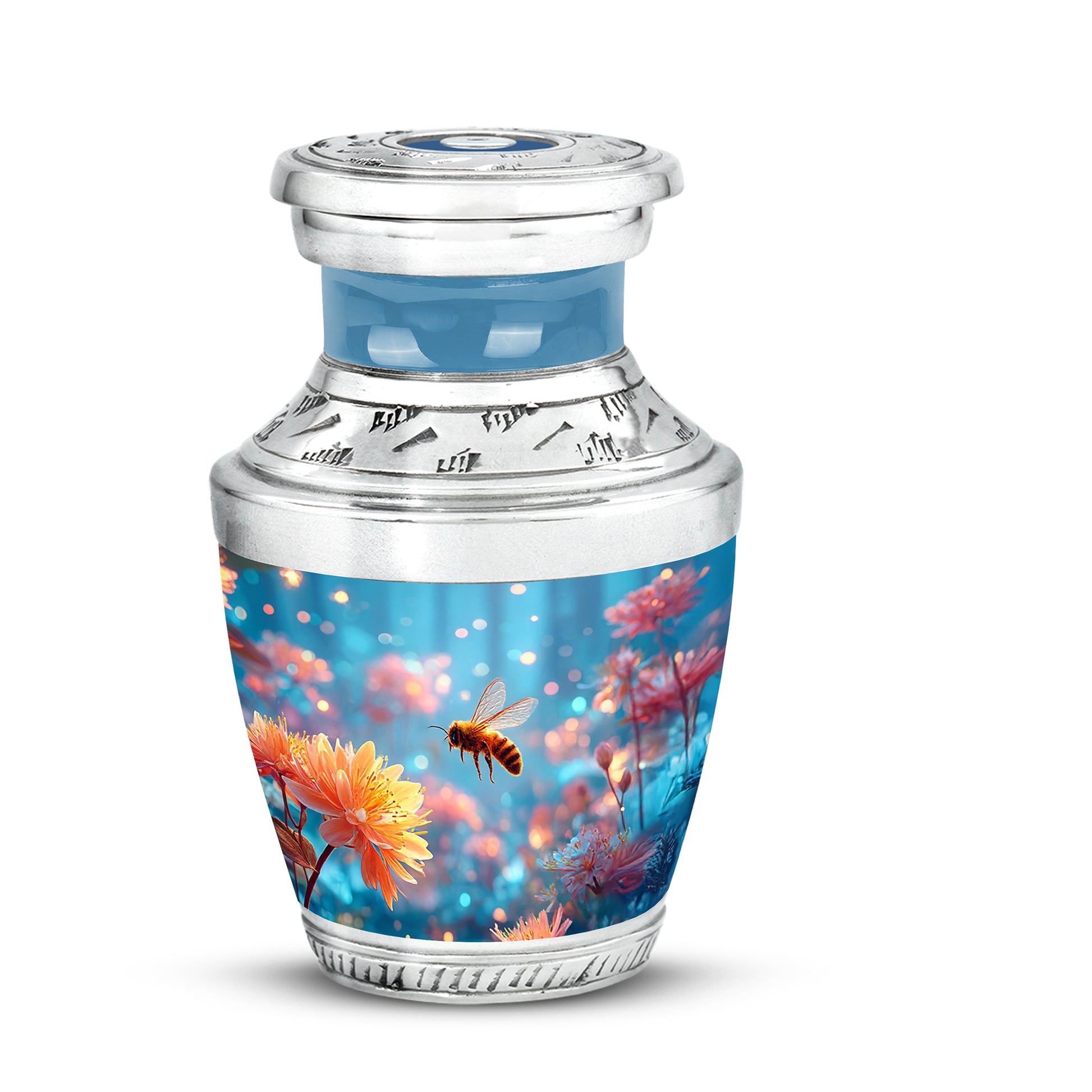 Timeless Blue Bee Cremation Urn for Ashes - 10-inch, 200 cu in - Karyliz