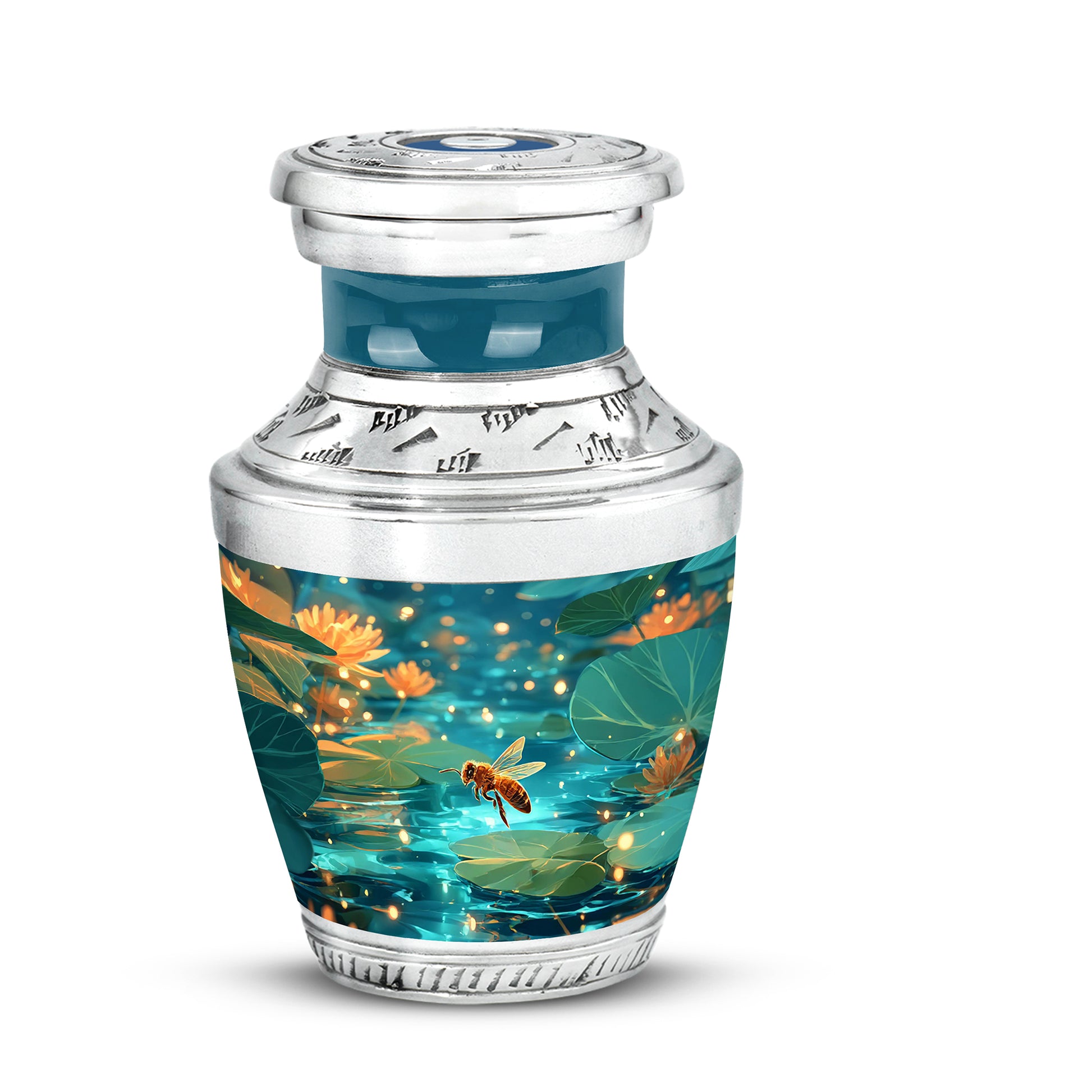 Personalized Teal Bee Cremation Urns for Ashes - Enchanting 10-inch - Karyliz