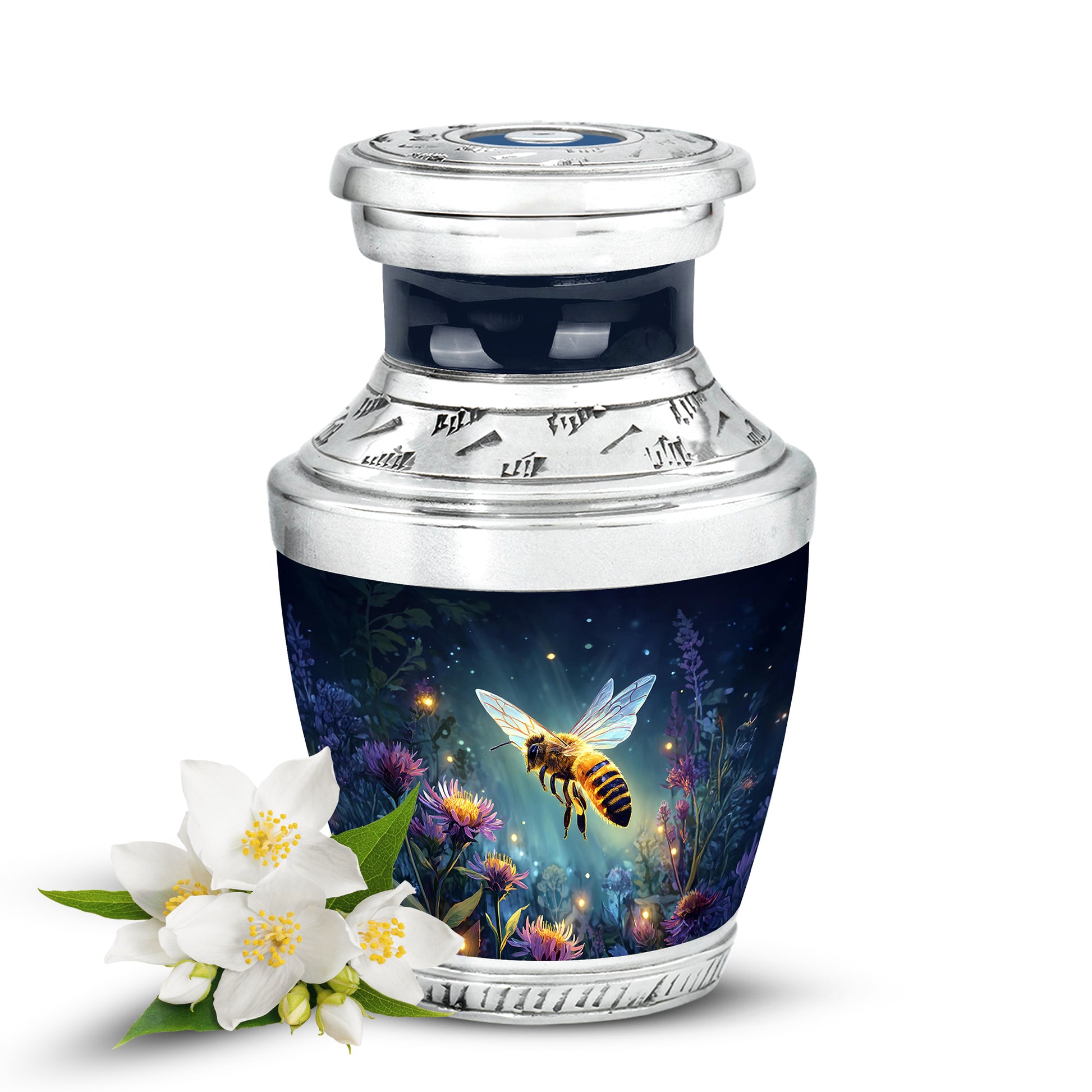 Blue Venerable Bee Cremation Urns for Human Ashes - 10-inch, 200 cu in - Karyliz