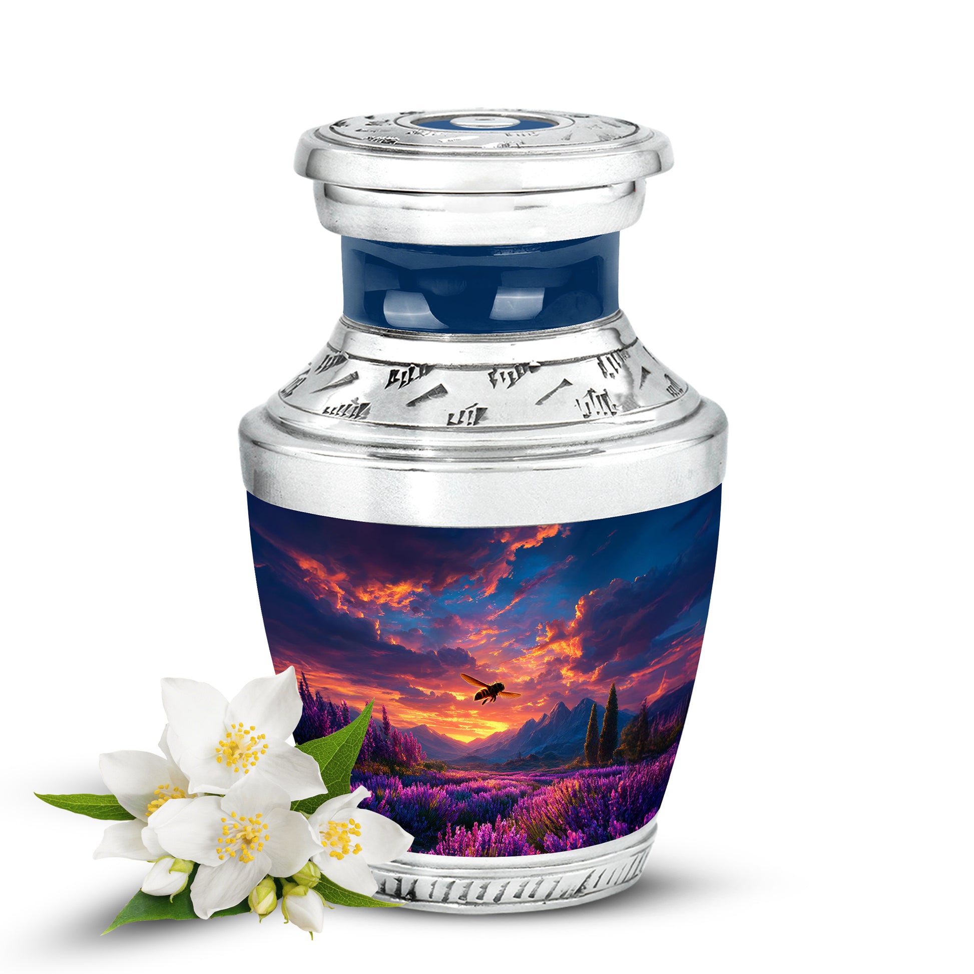 Personalized Bee Cremation Urns - Eminent Blue 10-inch, 200 cu in - Karyliz