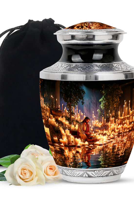 Spiritual Candlelight Urn - Jesus Memorial Urn For Human Ashes