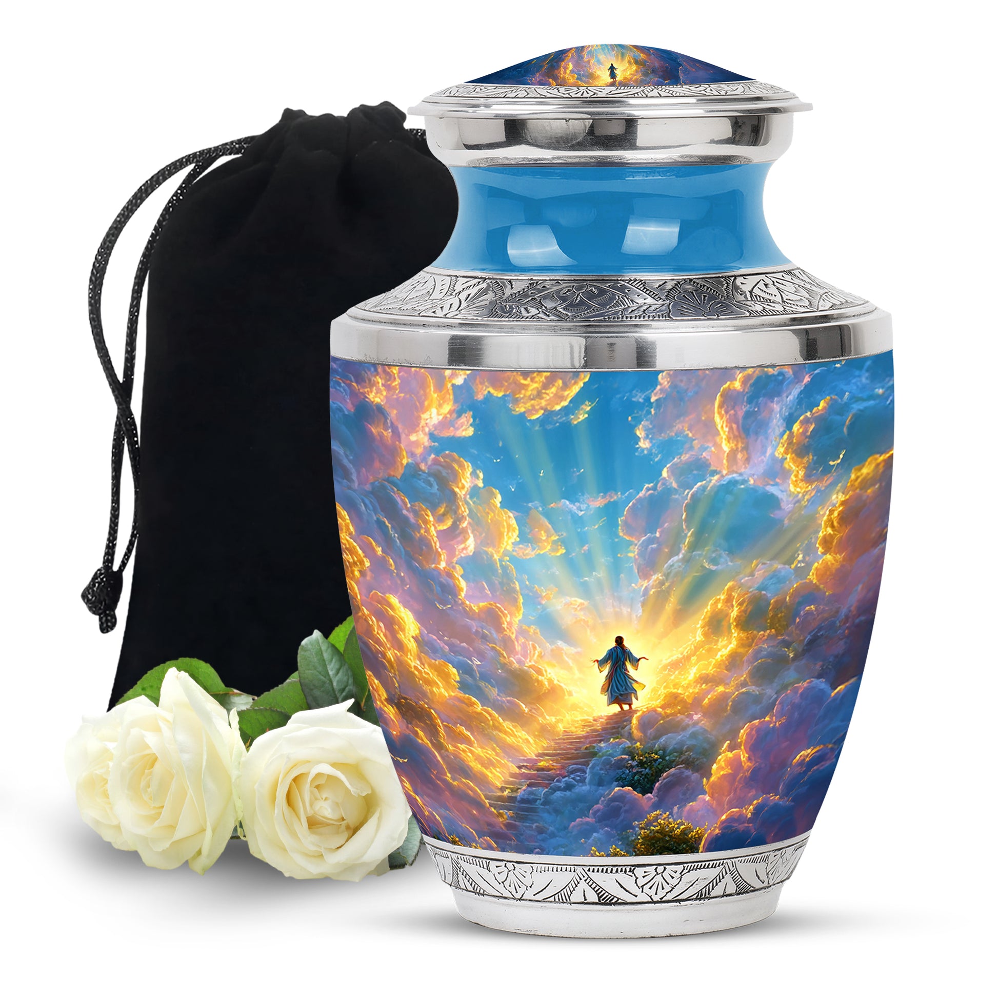 Jesus Funeral Urn - Heaven Path Theme Cremation Urn For Burial