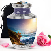 Jesus Ocean Cliff Urn - Heavenly Light Cremation Urn For Funeral Ashes