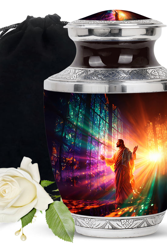 Christian Cremation Urn - Jesus Spiritual Funeral Urn For Adult Ashes