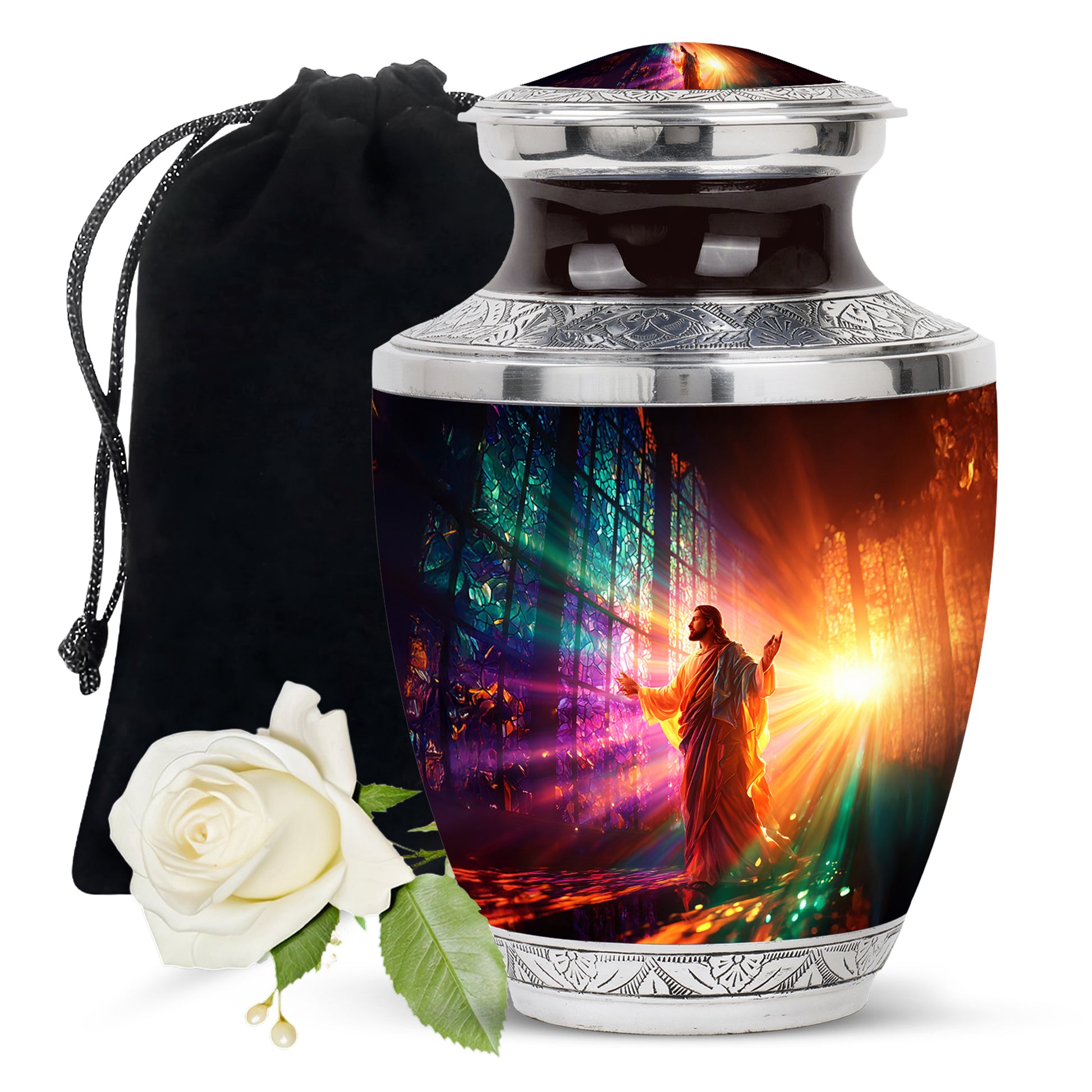 Christian Cremation Urn - Jesus Spiritual Funeral Urn For Adult Ashes