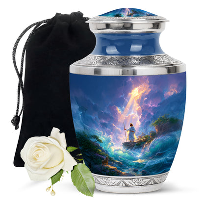 Jesus Ocean Waves Cremation Urn - Jesus Sea View Cremation Urn For Burial