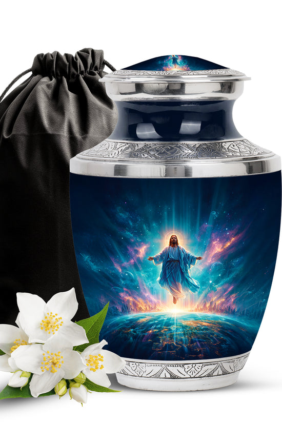 Cosmic Jesus Memorial Urn - Catholic Cremation Urn For Burial