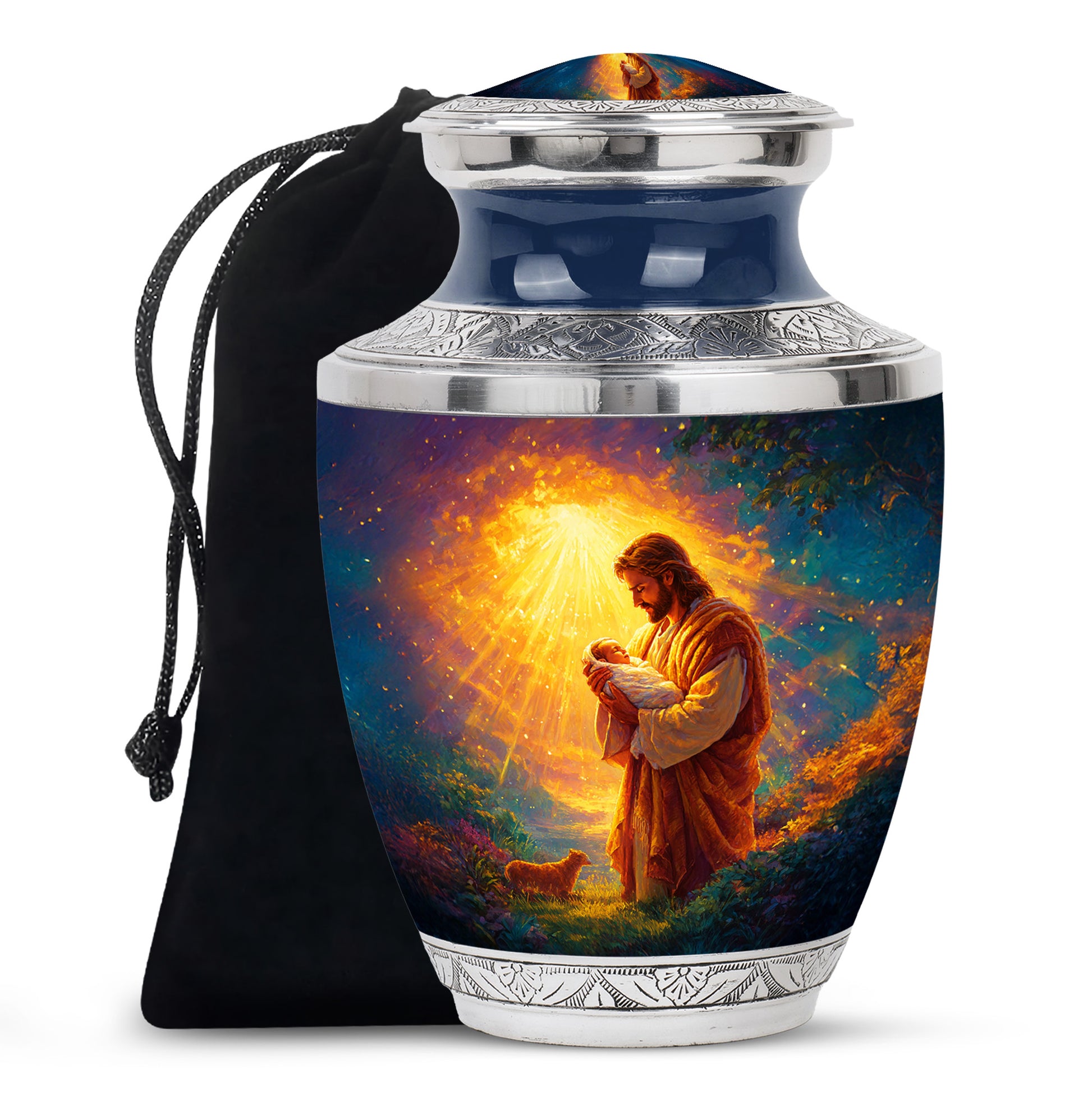 Loving Jesus Funeral Urn - Divine Light Cremation Urn For Adult Ashes