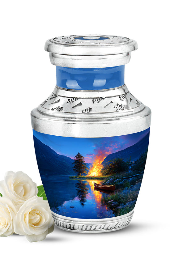 Blue Campfire Haven Cremation Urns for Human Ashes - 10-inch, 200 cu in - Karyliz