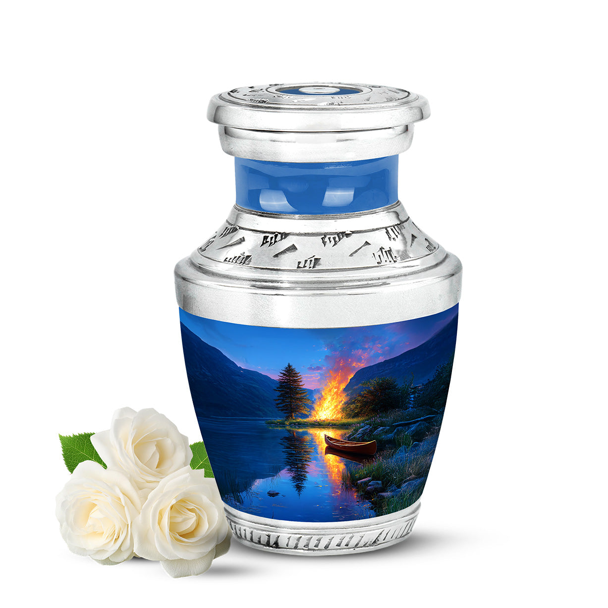 Blue Campfire Haven Cremation Urns for Human Ashes - 10-inch, 200 cu in - Karyliz