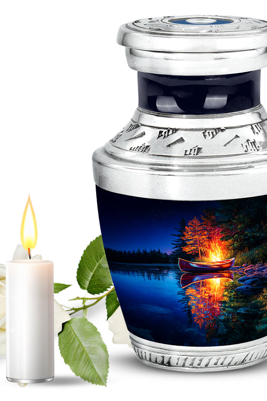 Personalized Blue Campfire Cremation Urns for Ashes - Peaceful 10-inch - Karyliz