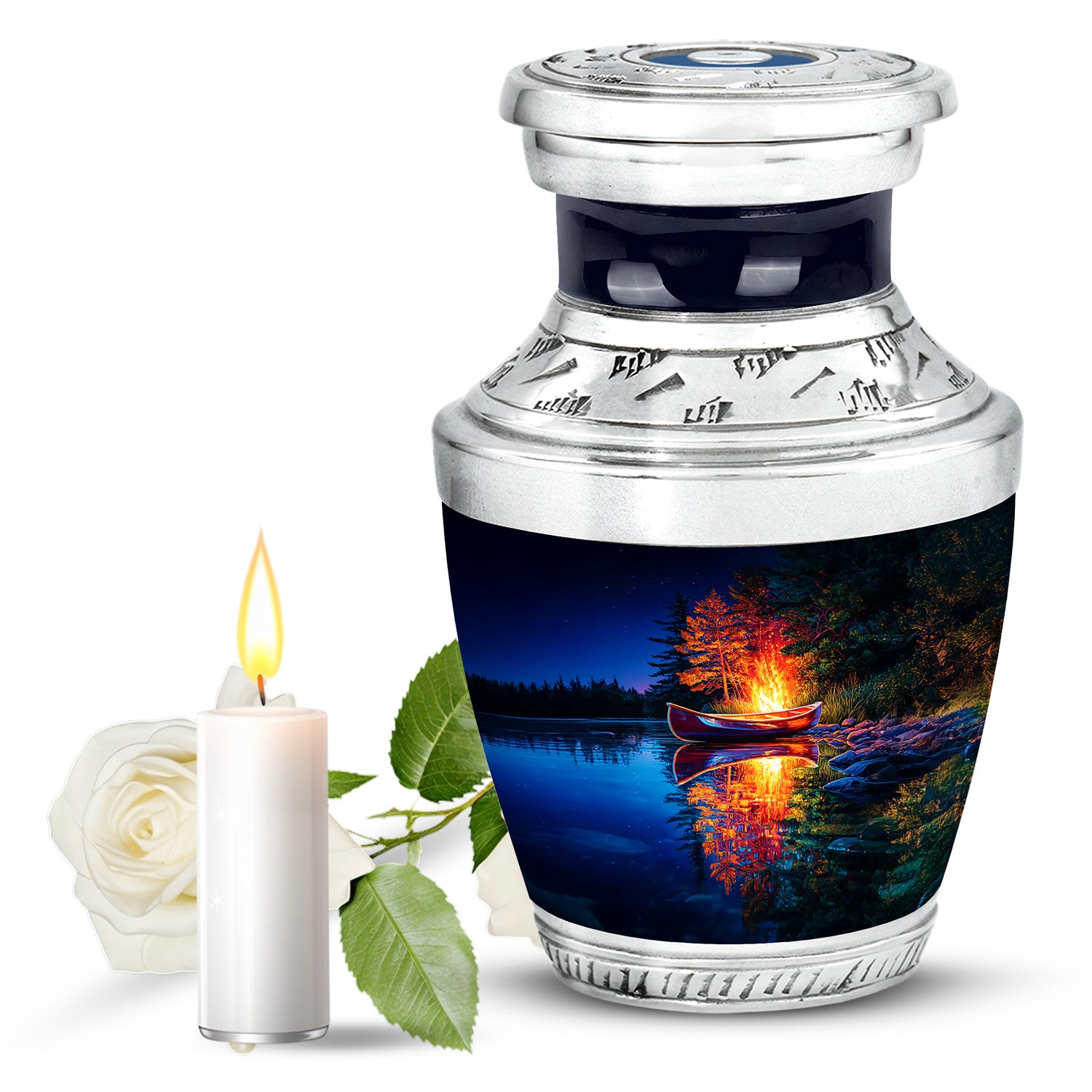 Personalized Blue Campfire Cremation Urns for Ashes - Peaceful 10-inch - Karyliz