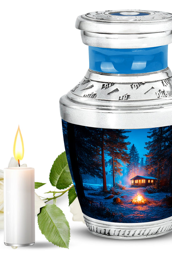 Blue Campfire Memorial Cremation Urns for Human Ashes - 10-inch, 200 cu in - Karyliz