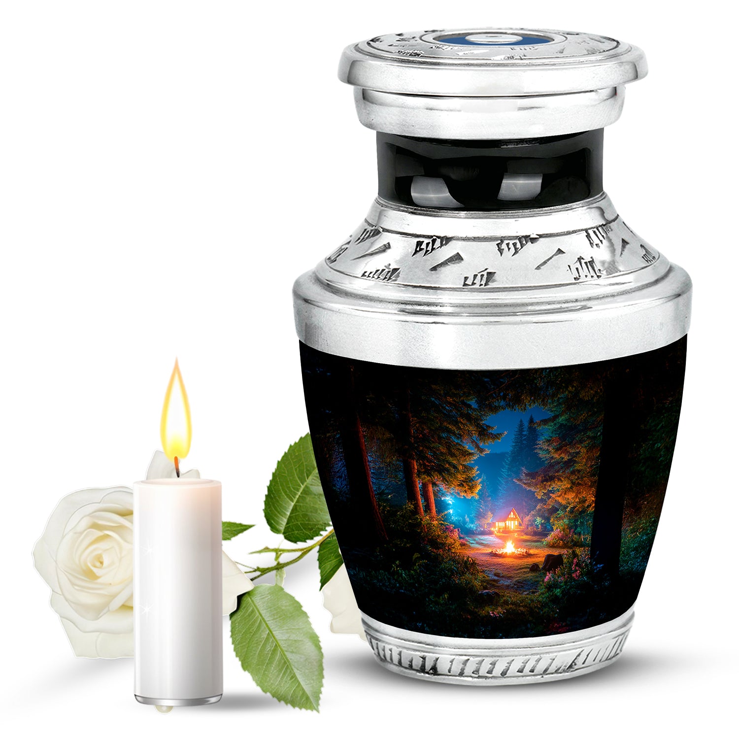 Timeless Black Campfire Cremation Urn for Ashes - 10-inch, 200 cu in - Karyliz