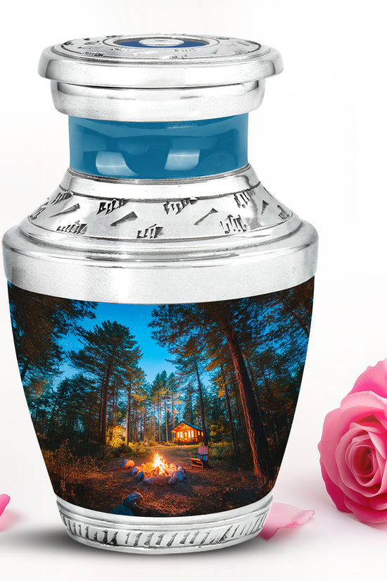 Personalized Refined Campfire Cremation Urns - Blue 10-inch, 200 cu in - Karyliz
