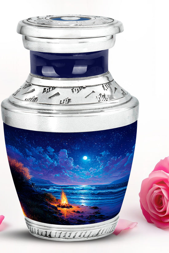 Personalized Campfire Cremation Urns - Eminent Blue 10-inch, 200 cu in - Karyliz