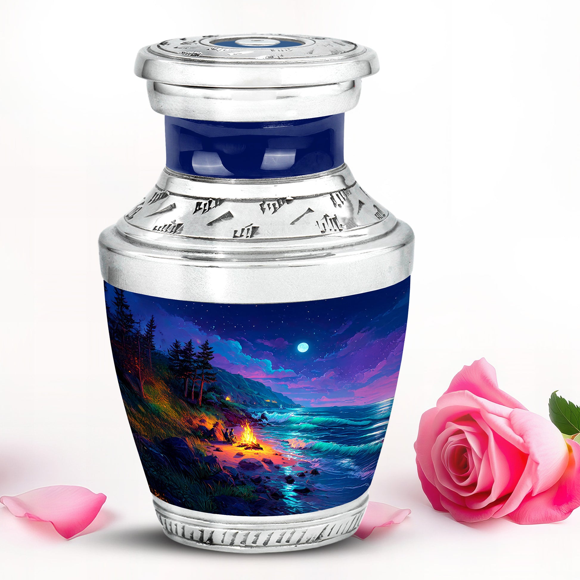 Illustrious Campfire Memorial Cremation Urns - Blue 10-inch, 200 cu in - Karyliz