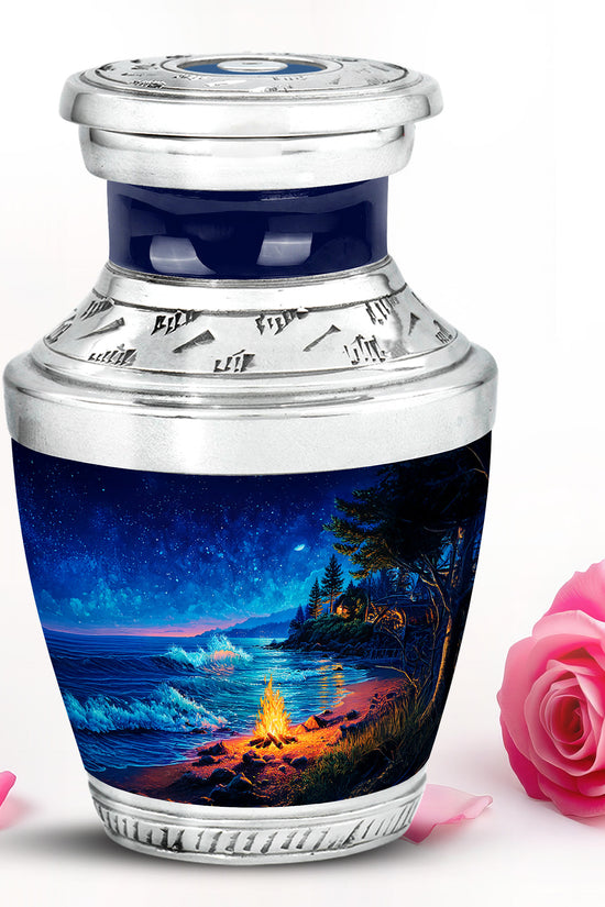 Personalized Blue Campfire Cremation Urns for Ashes - Majestic 10-inch - Karyliz
