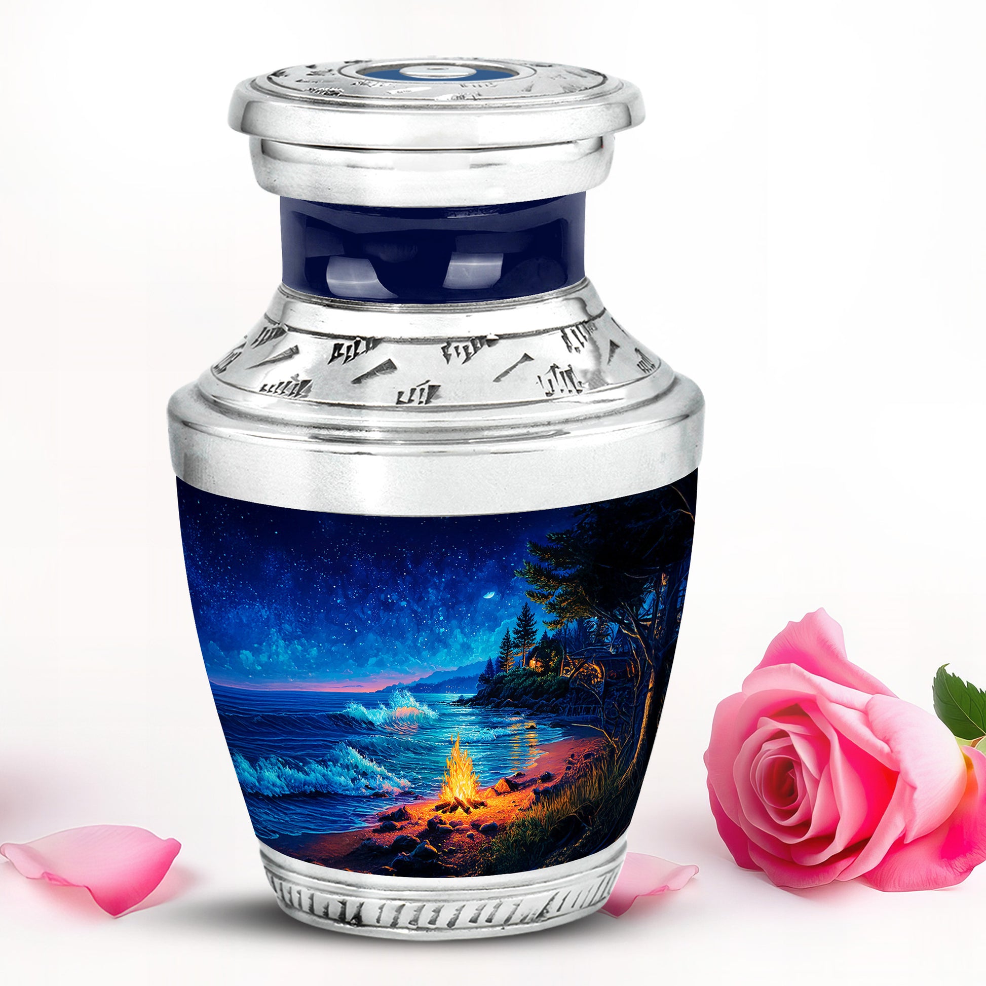 Personalized Blue Campfire Cremation Urns for Ashes - Majestic 10-inch - Karyliz