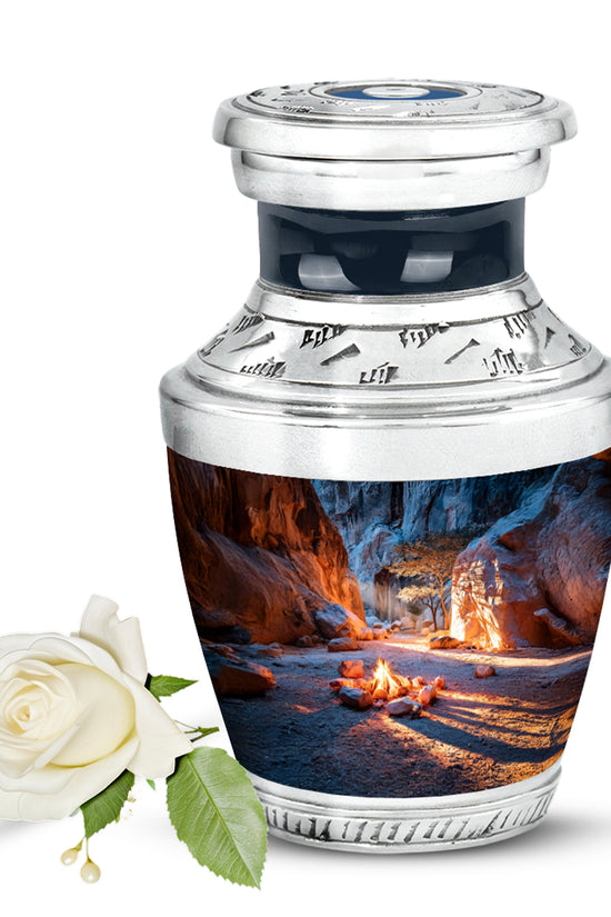 Blue Stately Campfire Cremation Urns for Human Ashes - 10-inch, 200 cu in - Karyliz
