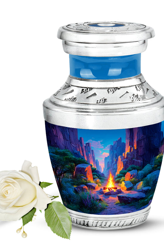 Blue Campfire Sanctuary Cremation Urns for Human Ashes - 10-inch, 200 cu in - Karyliz