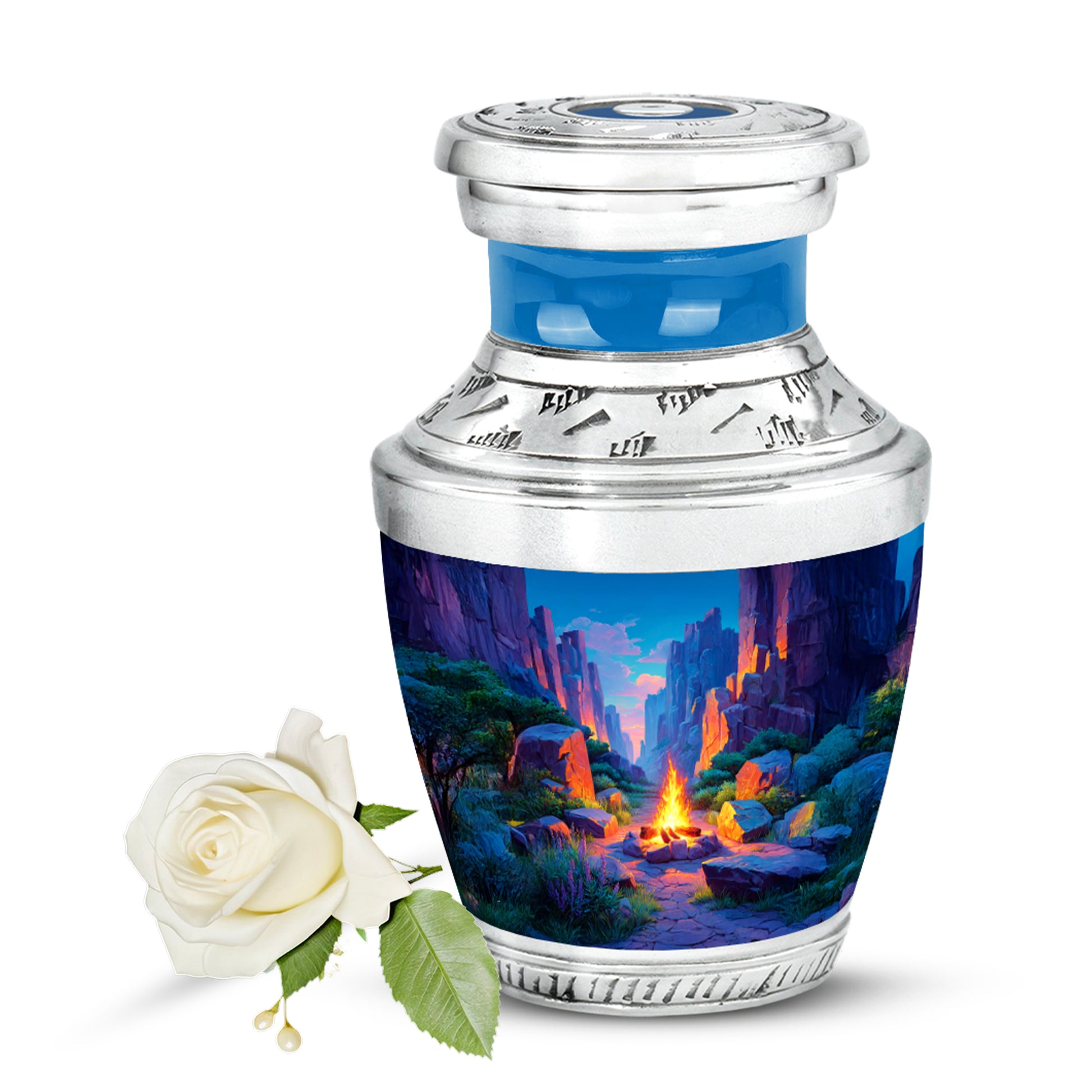 Blue Campfire Sanctuary Cremation Urns for Human Ashes - 10-inch, 200 cu in - Karyliz