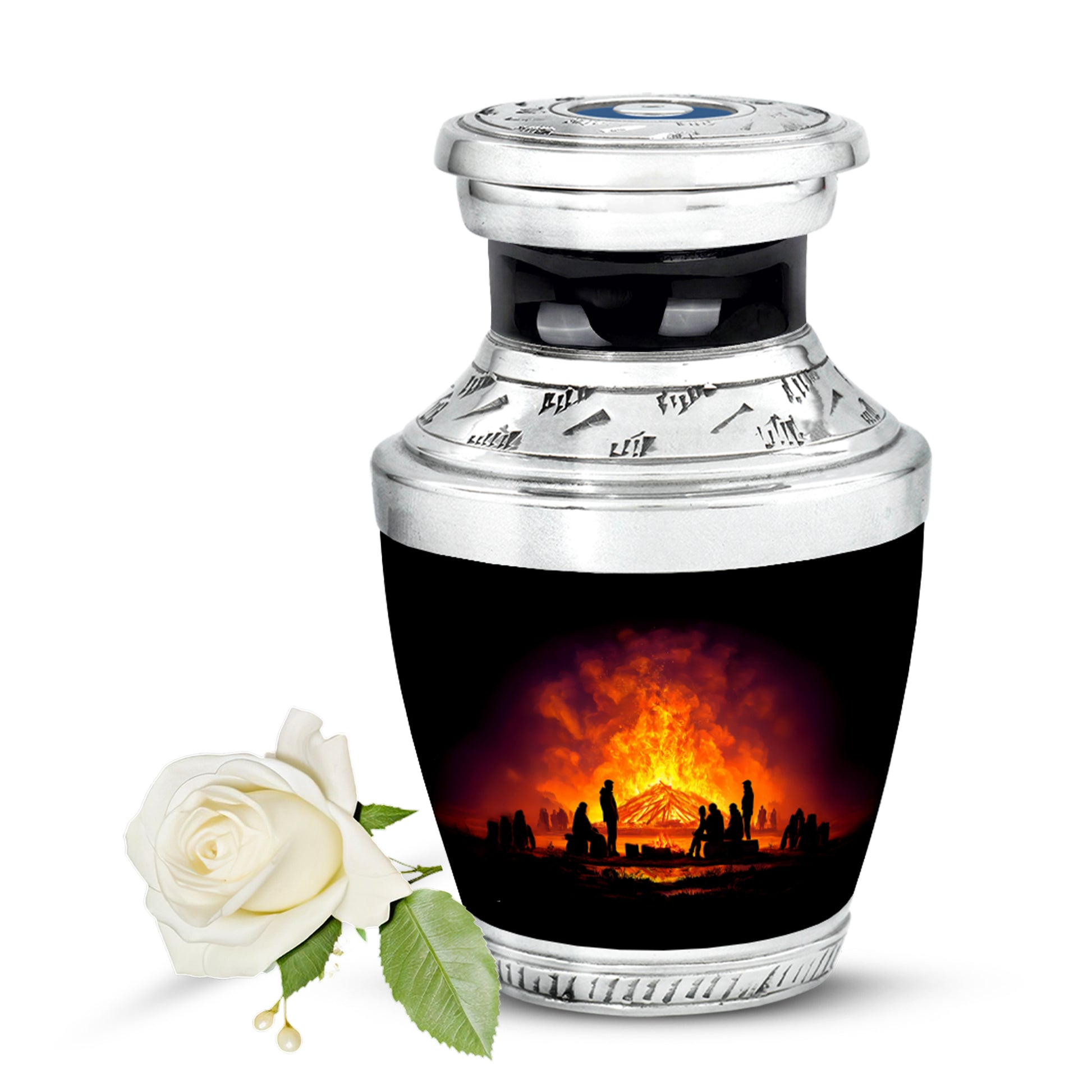Black Campfire Cremation Urns - Opulent Sentinel 10-inch, 200 cu in - Karyliz
