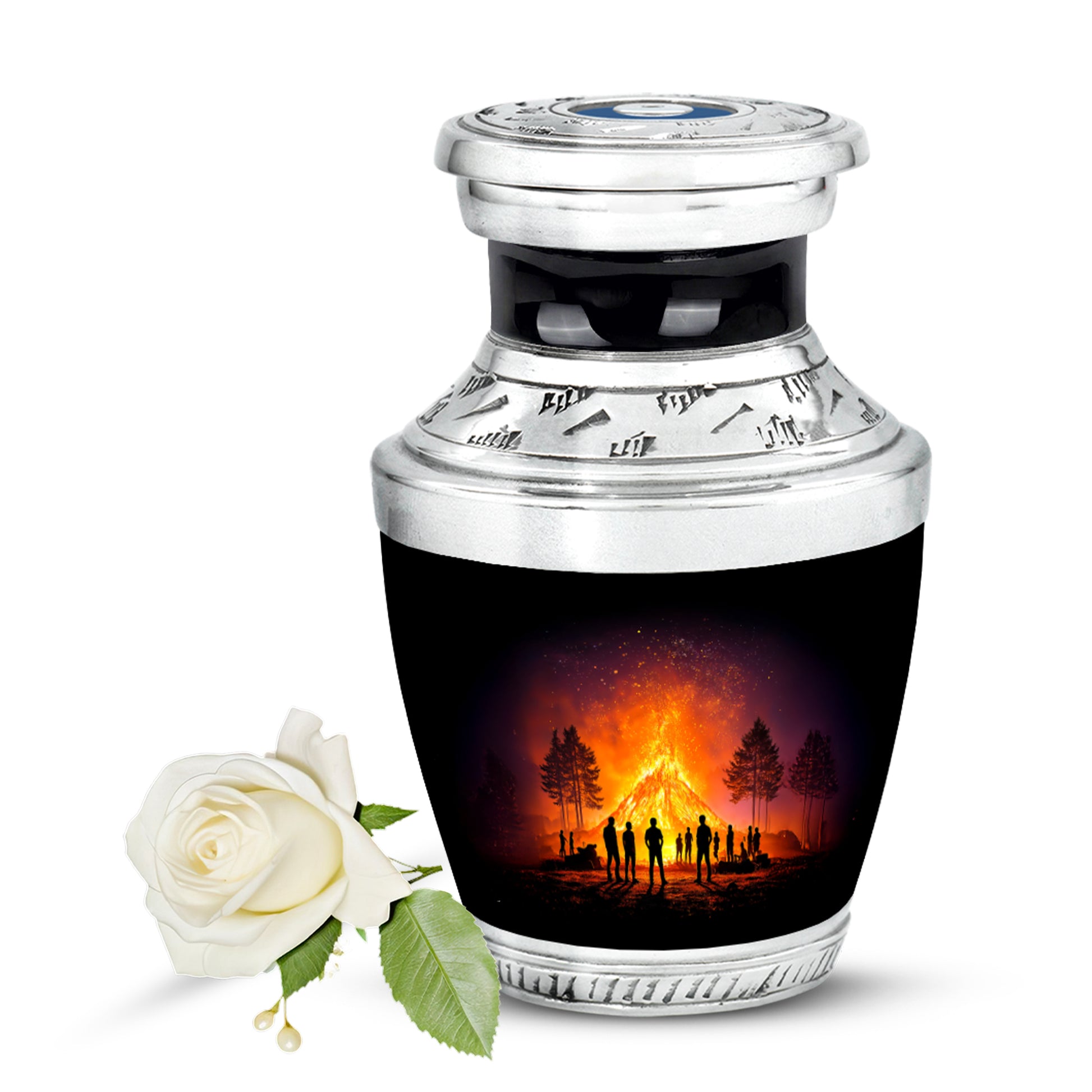 Black Campfire Memorial Cremation Urns for Human Ashes - 10-inch, 200 cu in - Karyliz