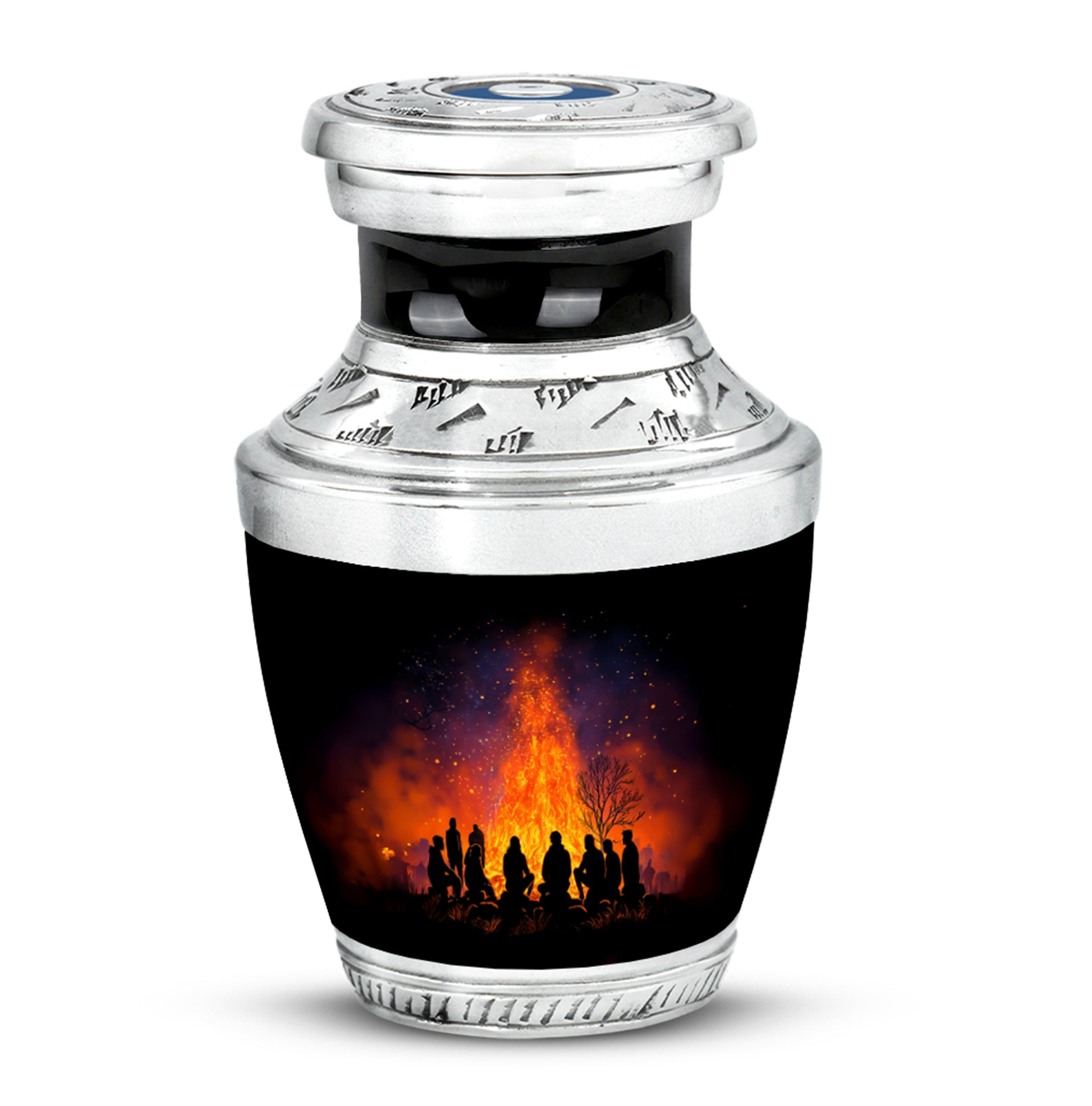 Black Exquisite Campfire Memorial Urn for Ashes - 10-inch, 200 cu in - Karyliz