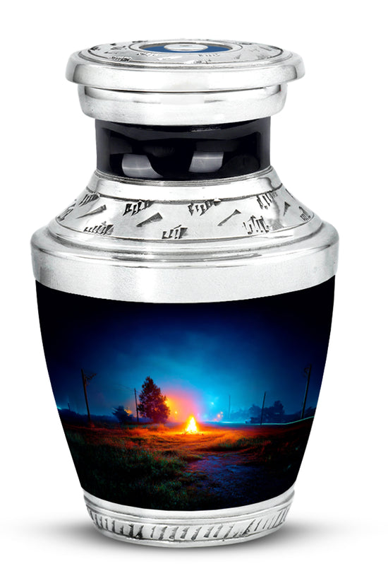 Personalized Elegant Campfire Cremation Urns - Blue 10-inch, 200 cu in - Karyliz