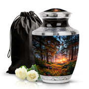 Ebony Campfire Cremation Urn side profile showing urn shape - contemporary campfire design with modern artistic flair - full-size 10 inch 200 cubic inch adult cremation urn