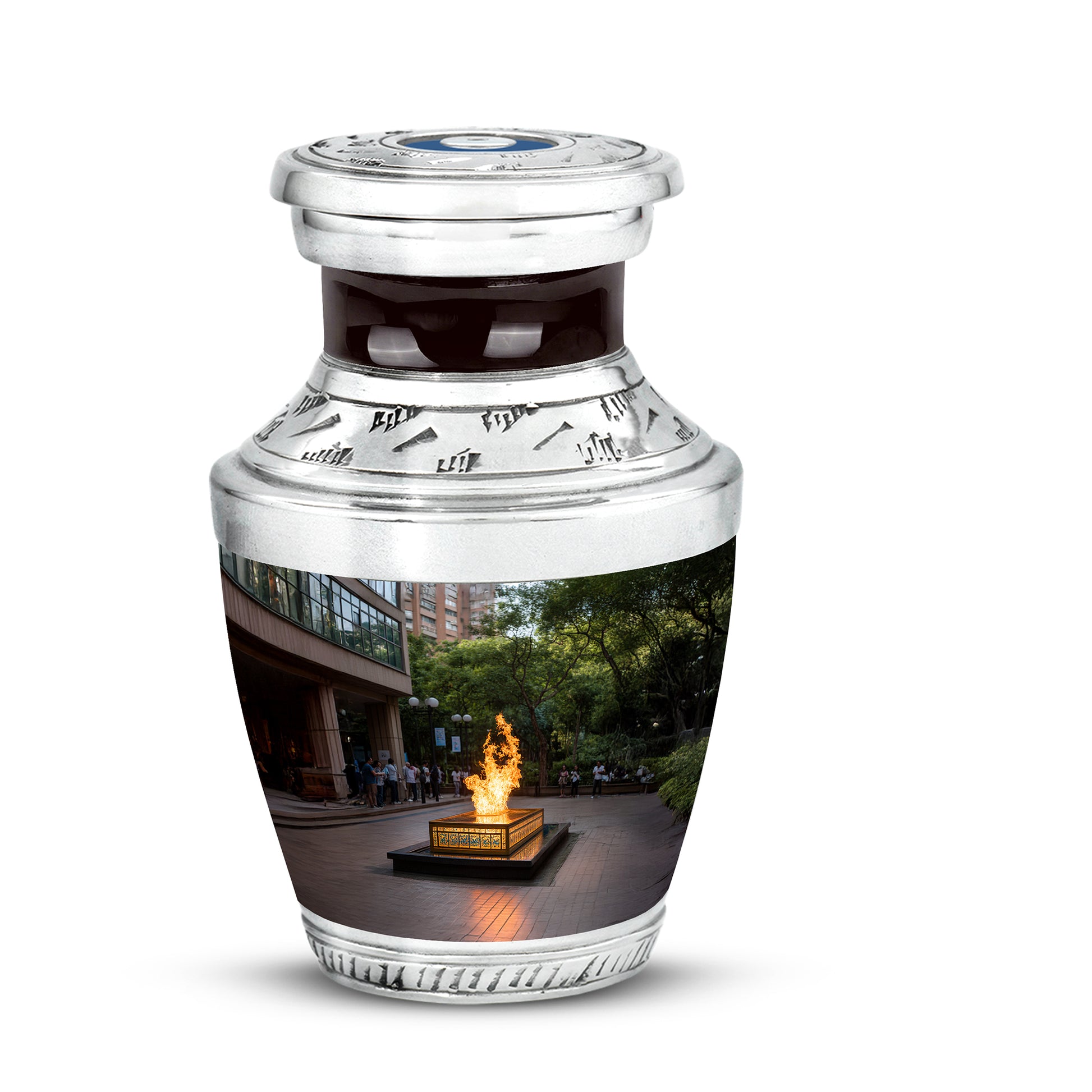 Graceful Black Campfire Solace Urn for Human Ashes - 10-inch, 200 cu in - Karyliz