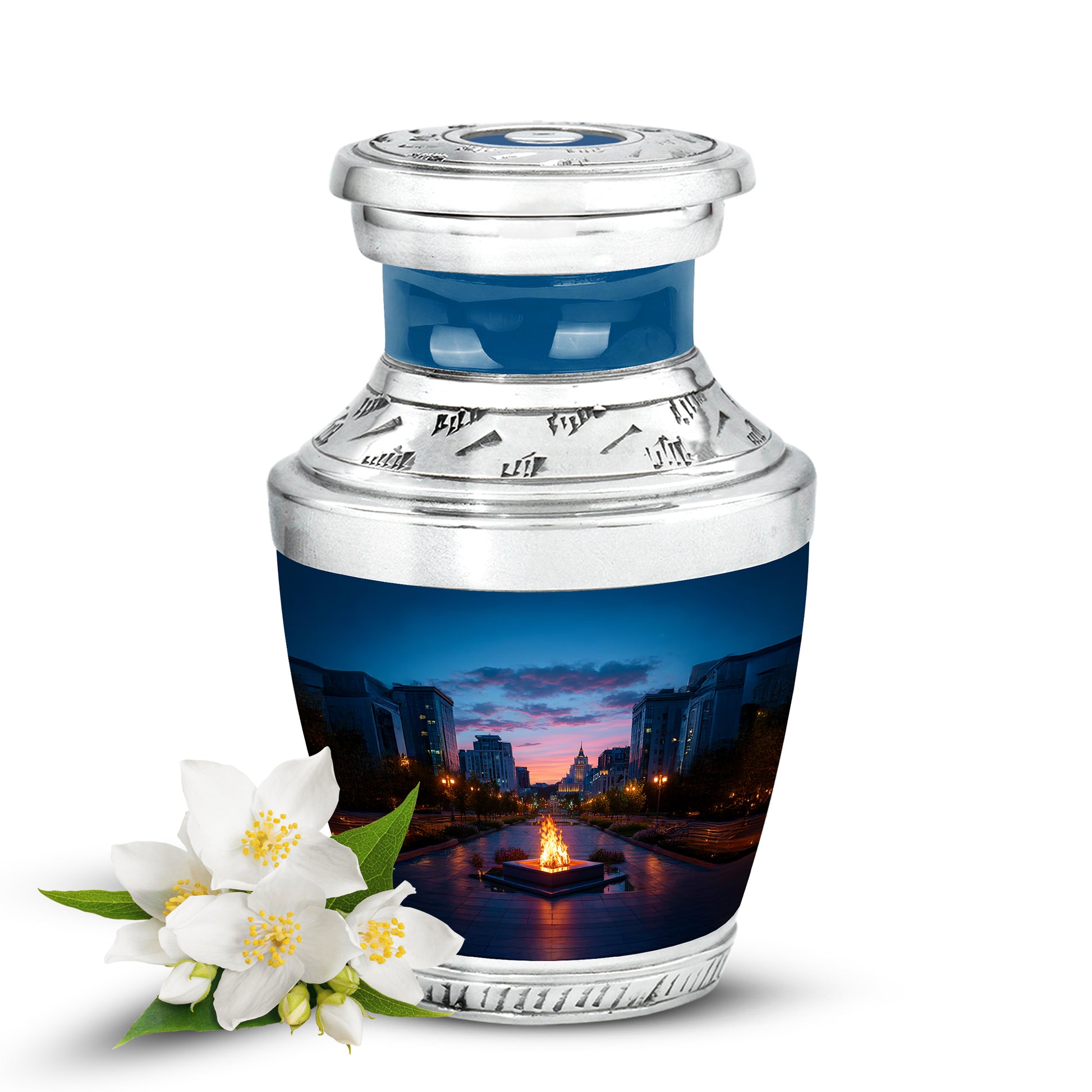 Sublime Campfire Cremation Urns for Human Ashes - Blue 10-inch - Karyliz