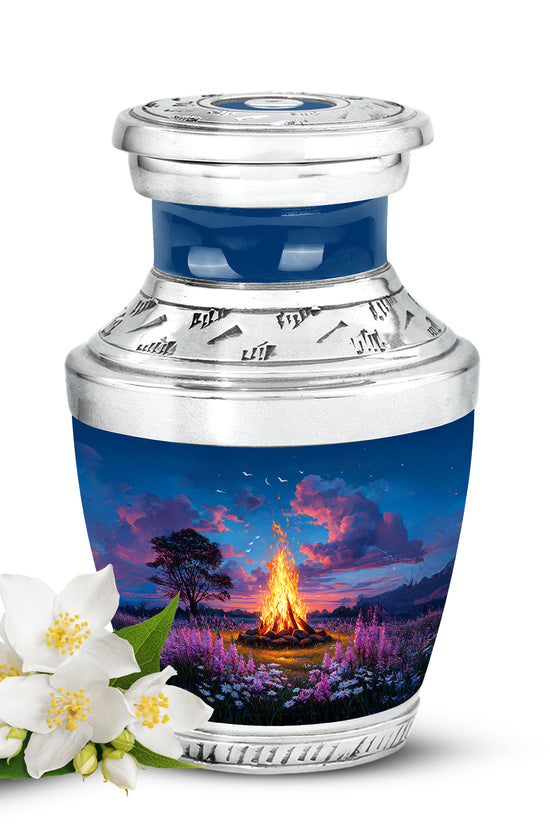 Personalized Campfire Cremation Urns - Soothing Blue 10-inch, 200 cu in - Karyliz