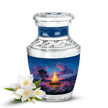 Personalized Campfire Cremation Urns - Soothing Blue 10-inch, 200 cu in - Karyliz