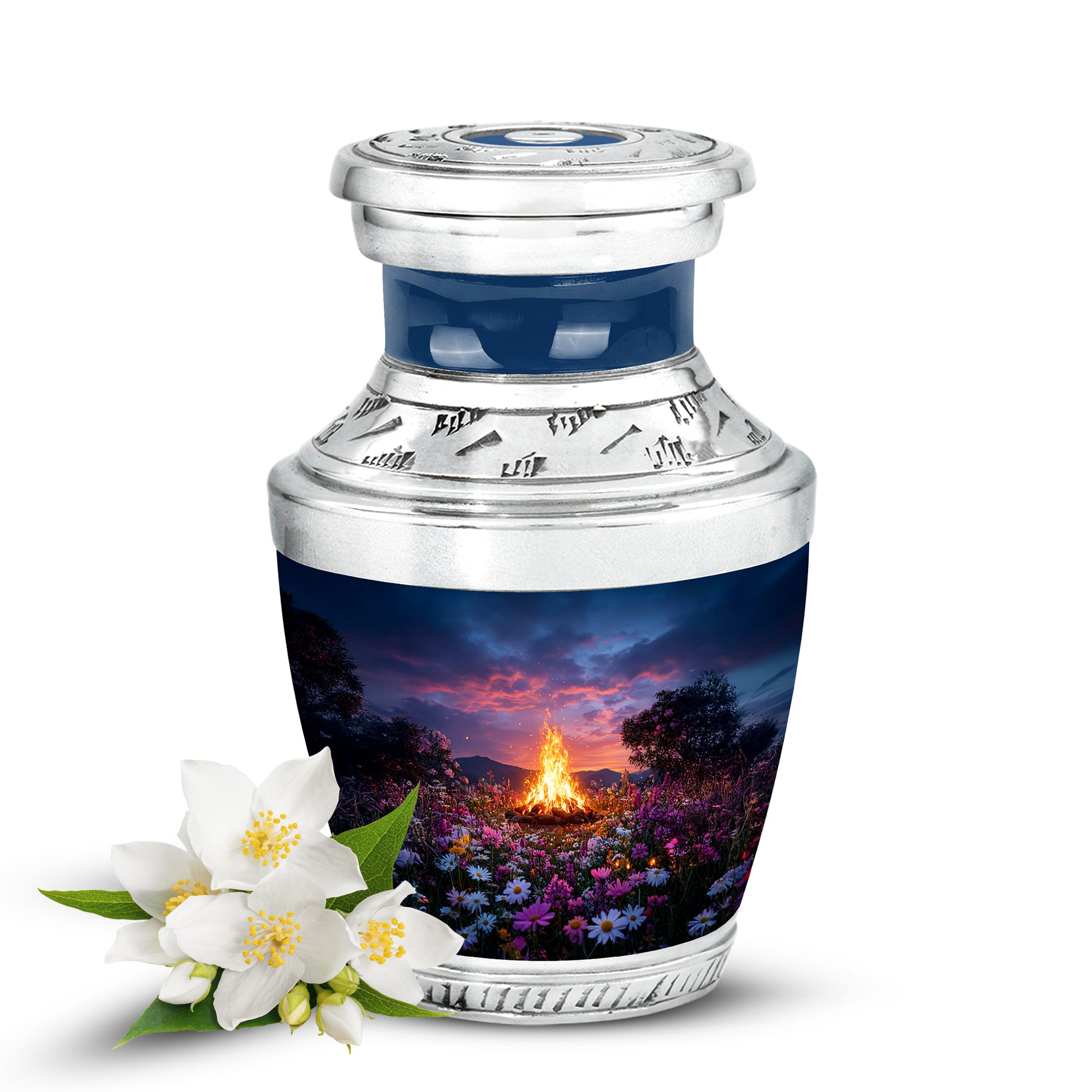 Blue Campfire Celebration Cremation Urns for Human Ashes - 10-inch, 200 cu in - Karyliz